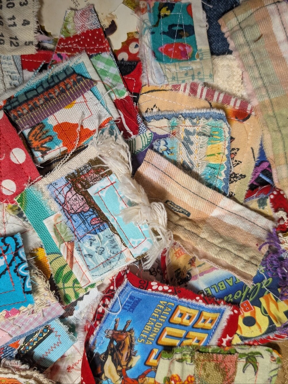 Bundle of fabric snippies & fabric bits, for journals or patchy projects